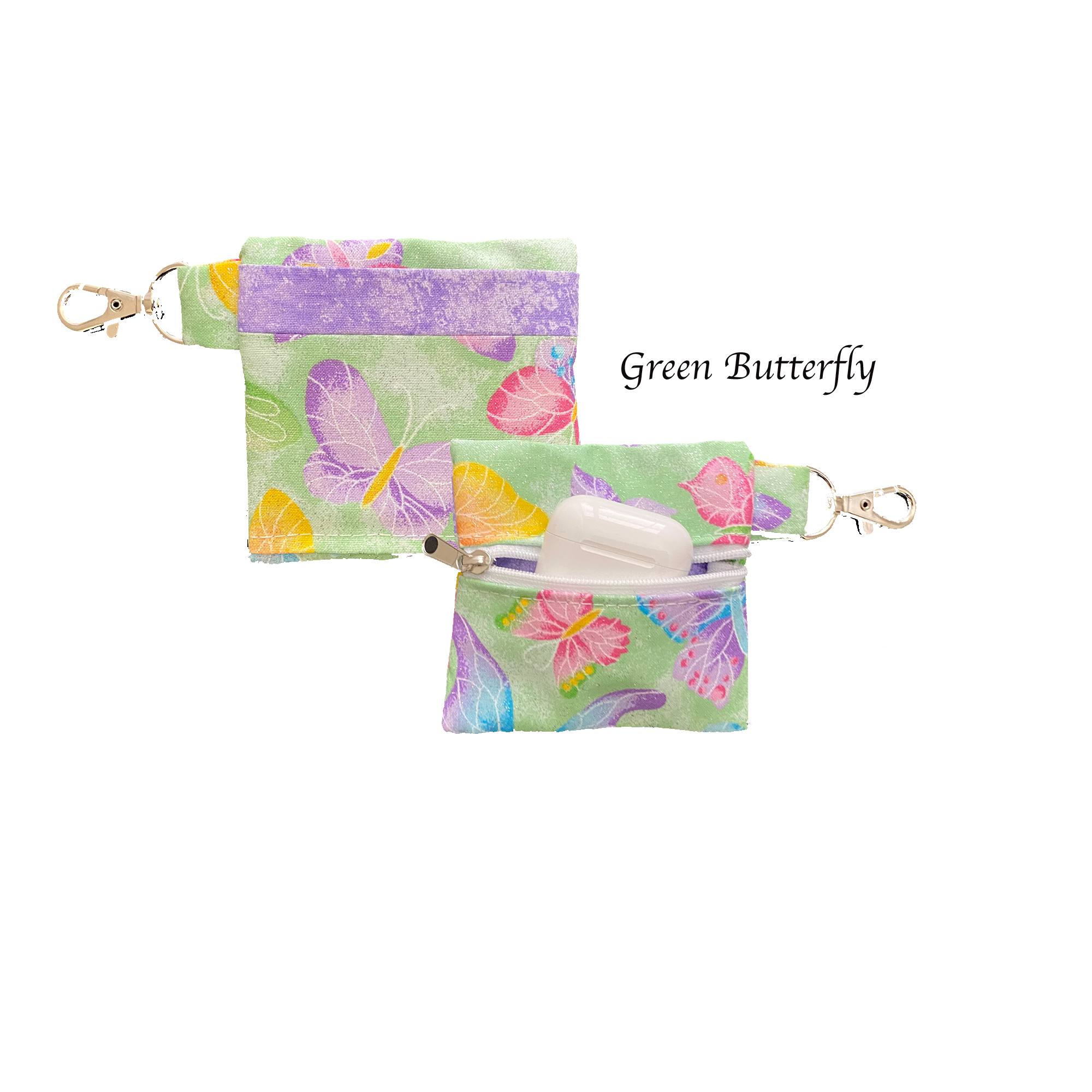 Green Butterfly Keychain Pouch