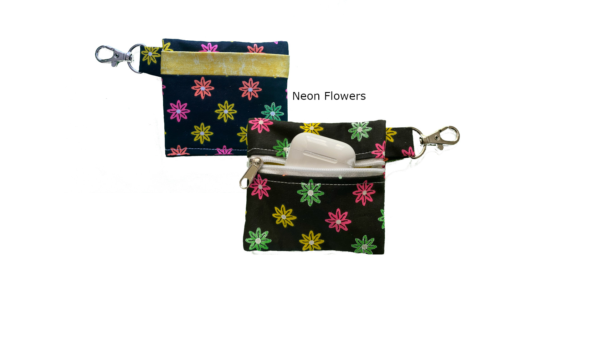 Neon Flowers Keychain Pouch