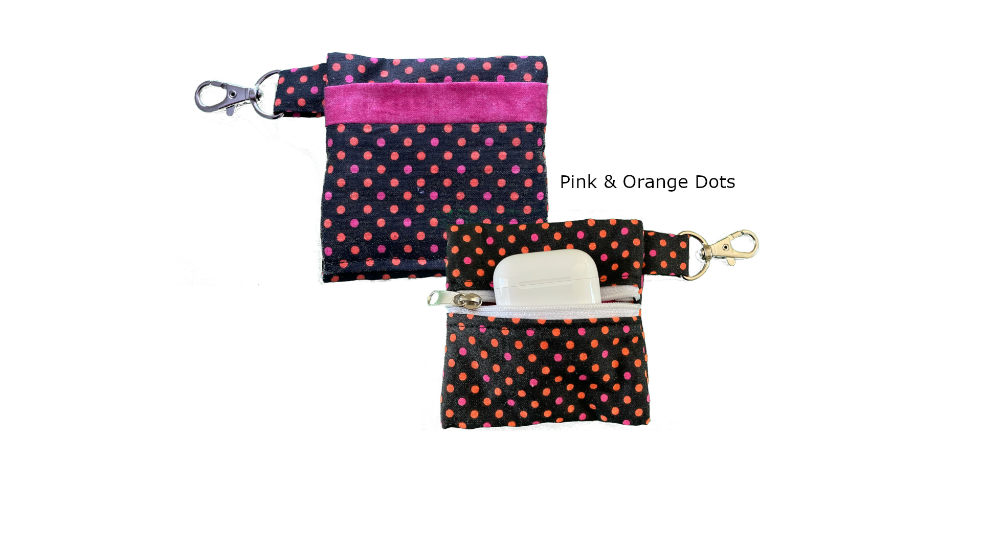 Pink & Orange Dots Keychain Pouch