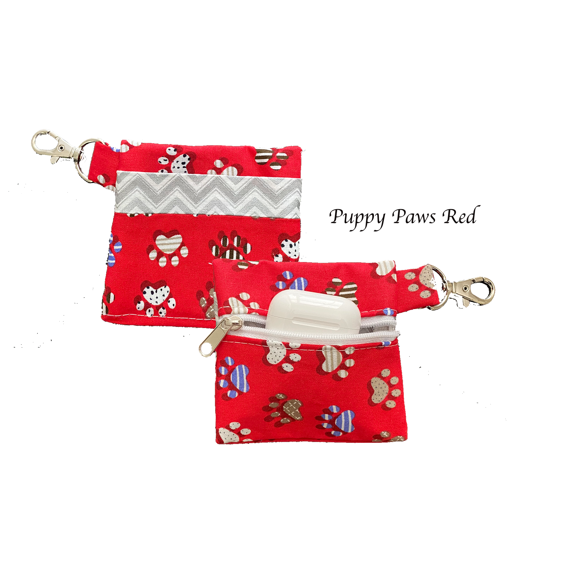 Puppy Paws Red Keychain Pouch