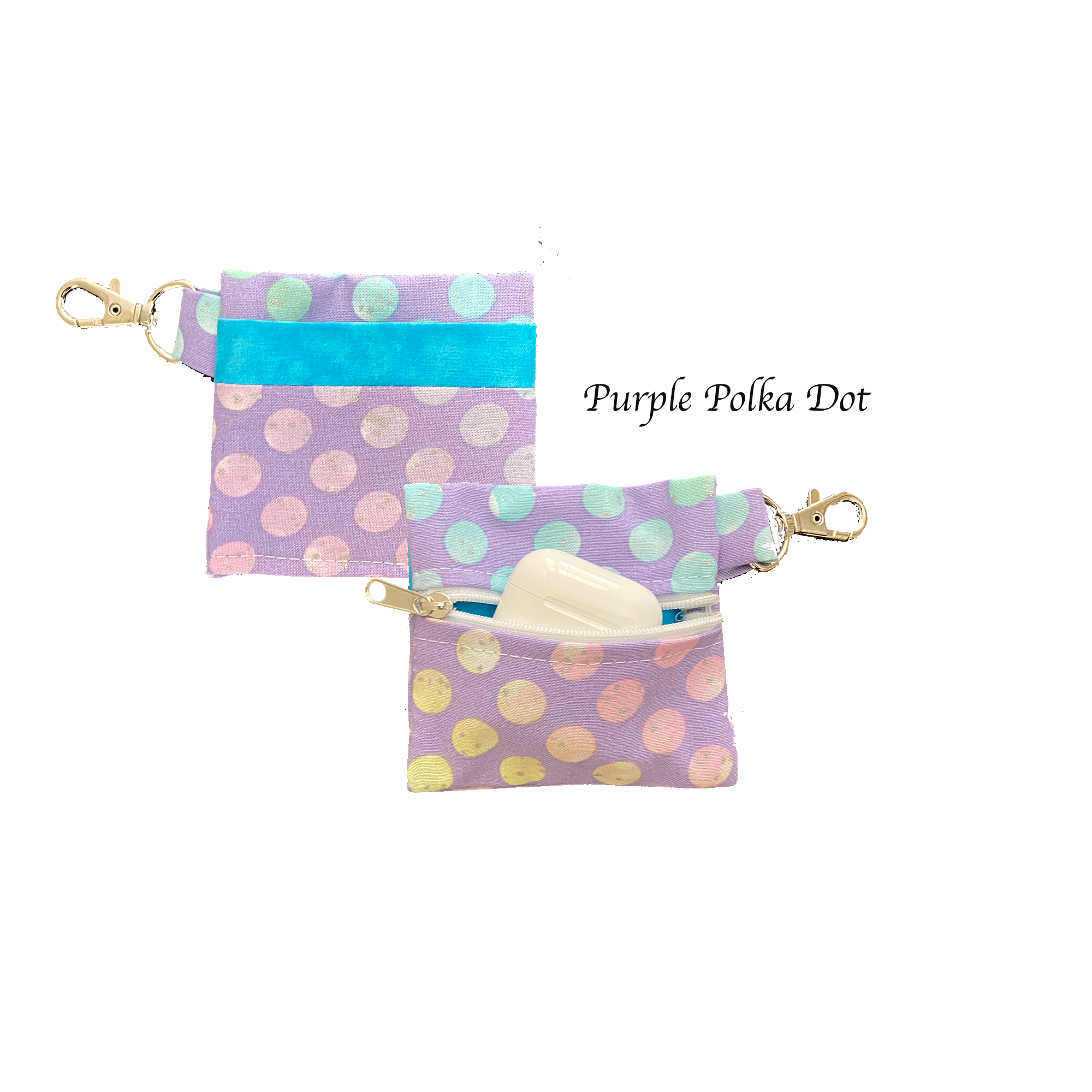 Purple Polka Dot Keychain Pouch