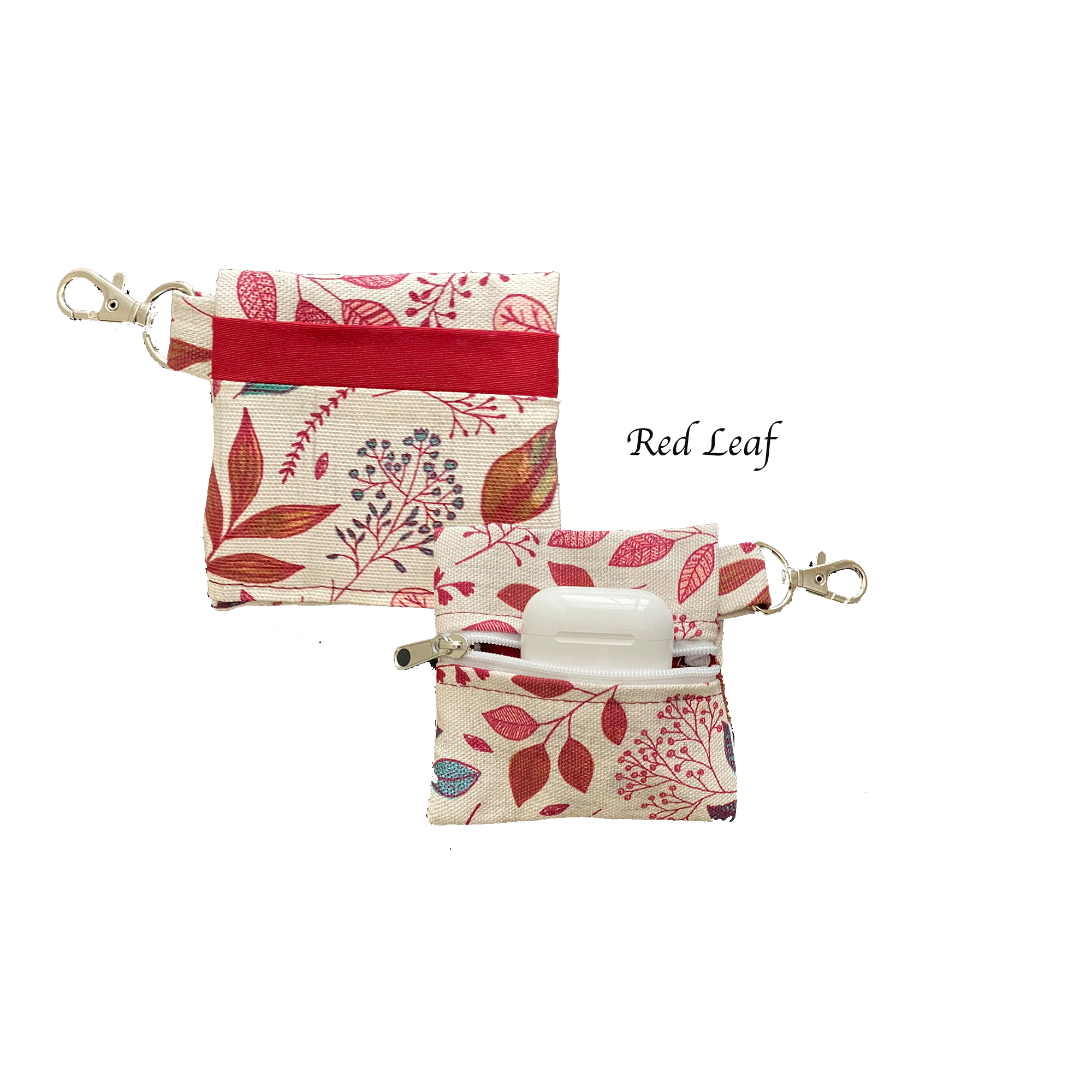 Red Leaf Keychain Pouch