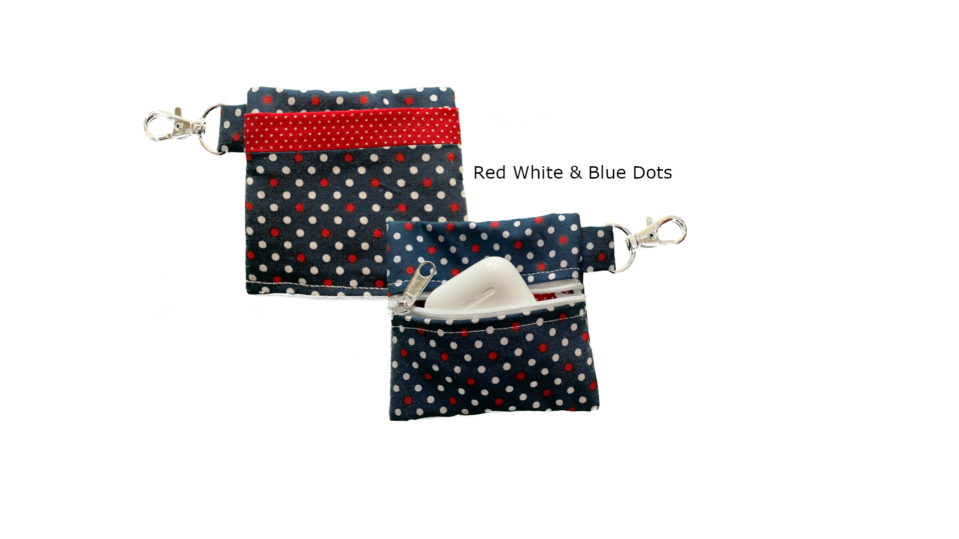 Red White & Blue Dots Keychain Pouch