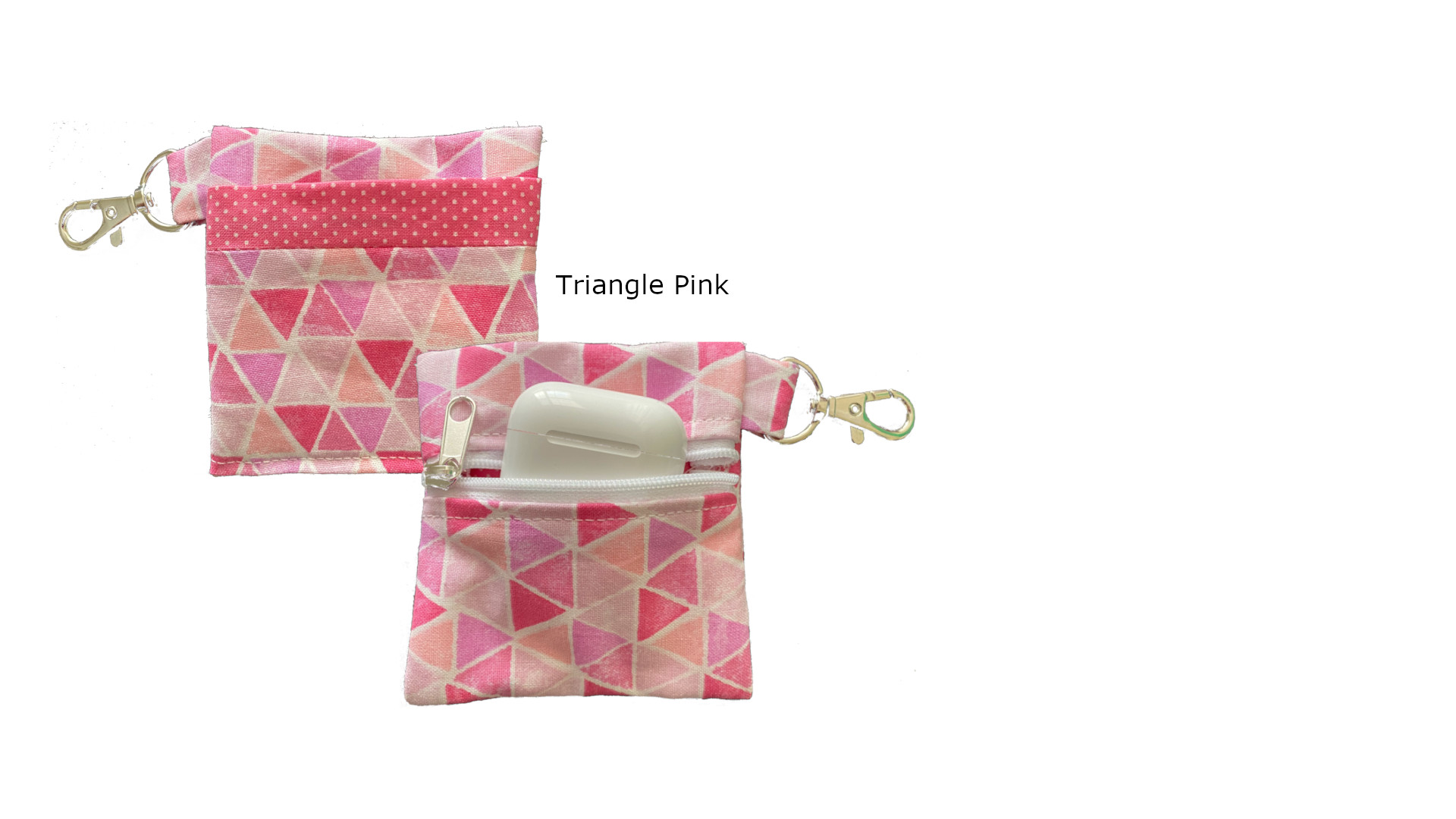 Triangle Pink  Keychain Pouch