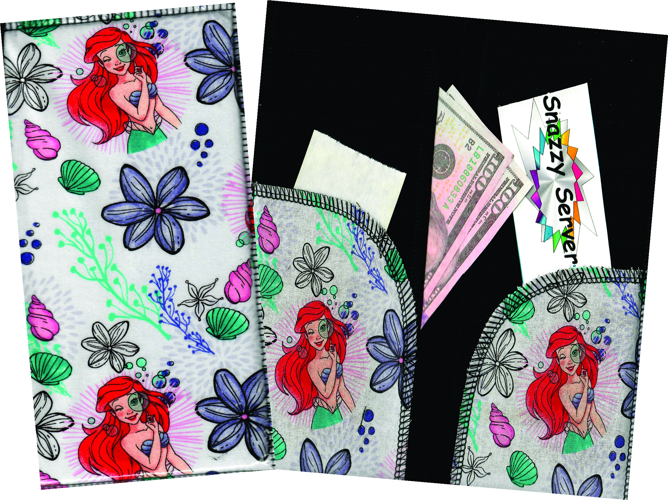 Server Wallet / Book  Disney Ariel with Bubbles