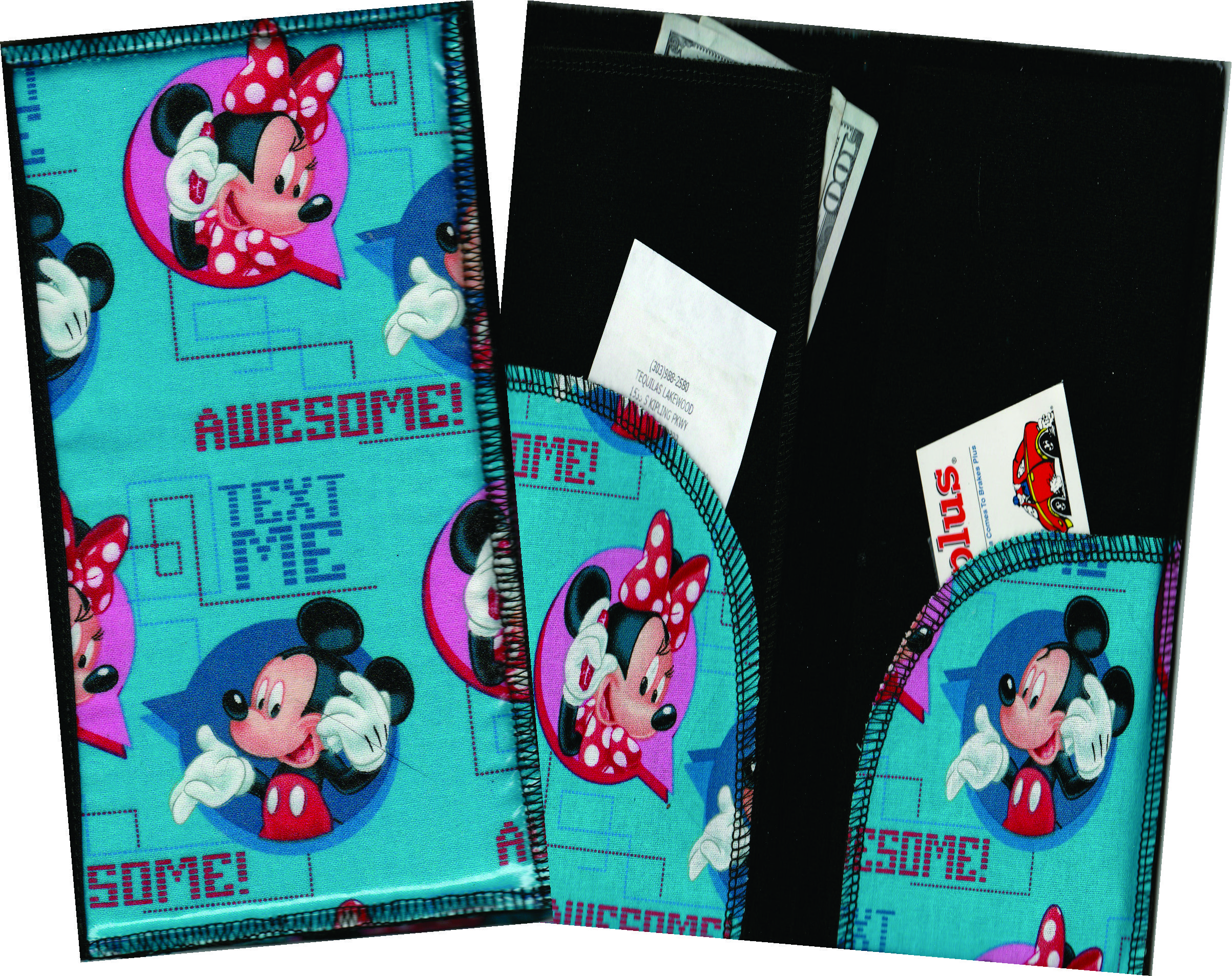 Server Wallet / Book  Disney  Mickey Minnie Text