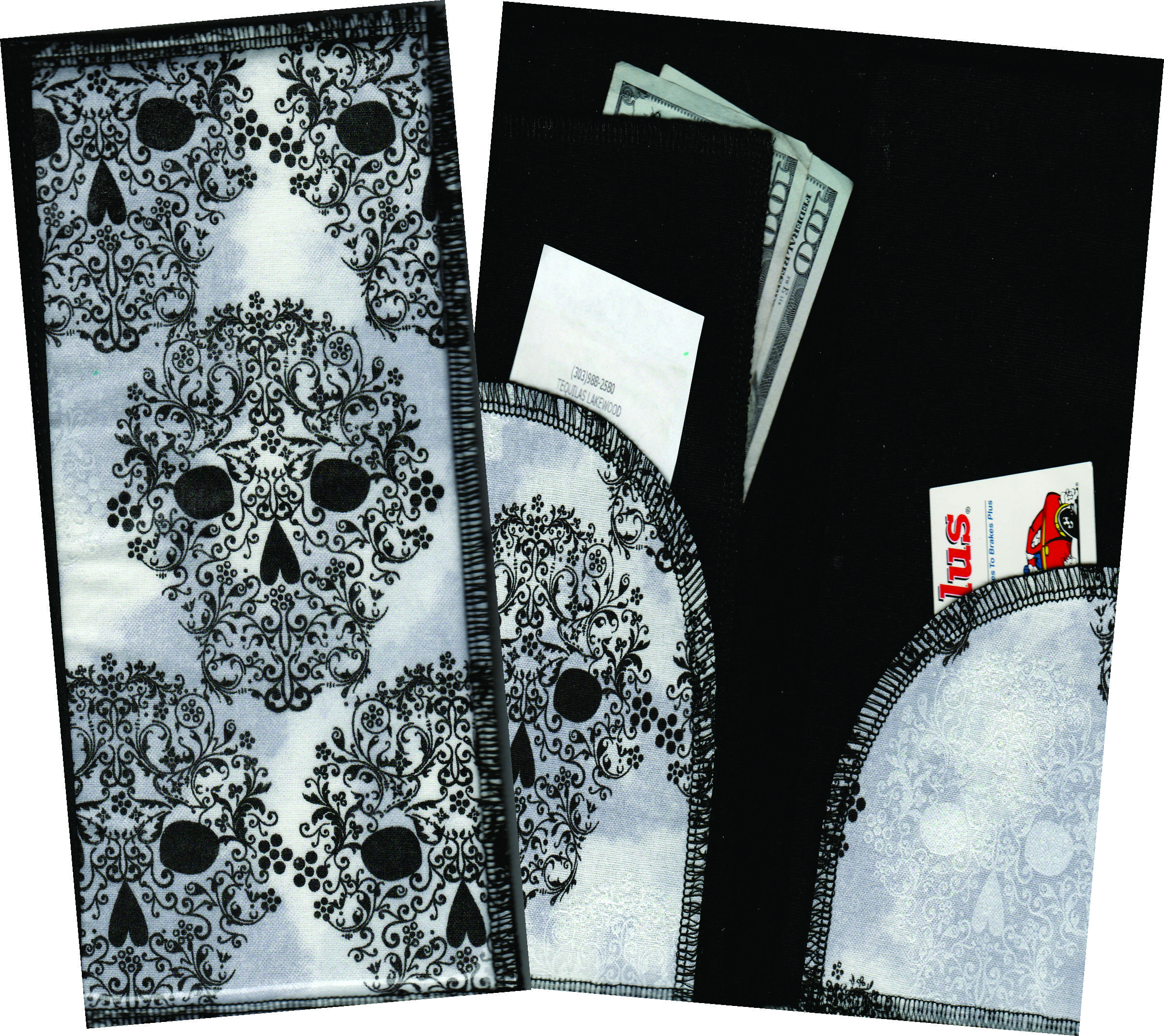 Server Wallet / Book  B&W Skulls