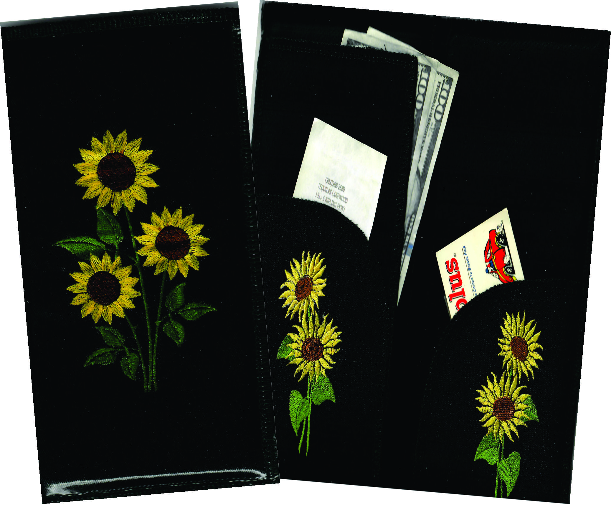 Server Wallet / Book  Sunflower Embroidery