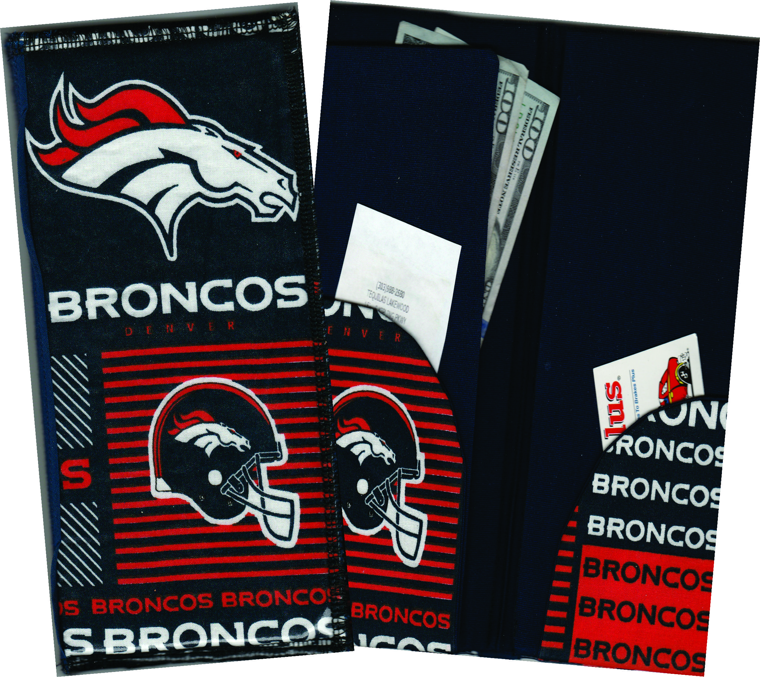 Server Wallet / Book  NFL Denver Bronco Helmets