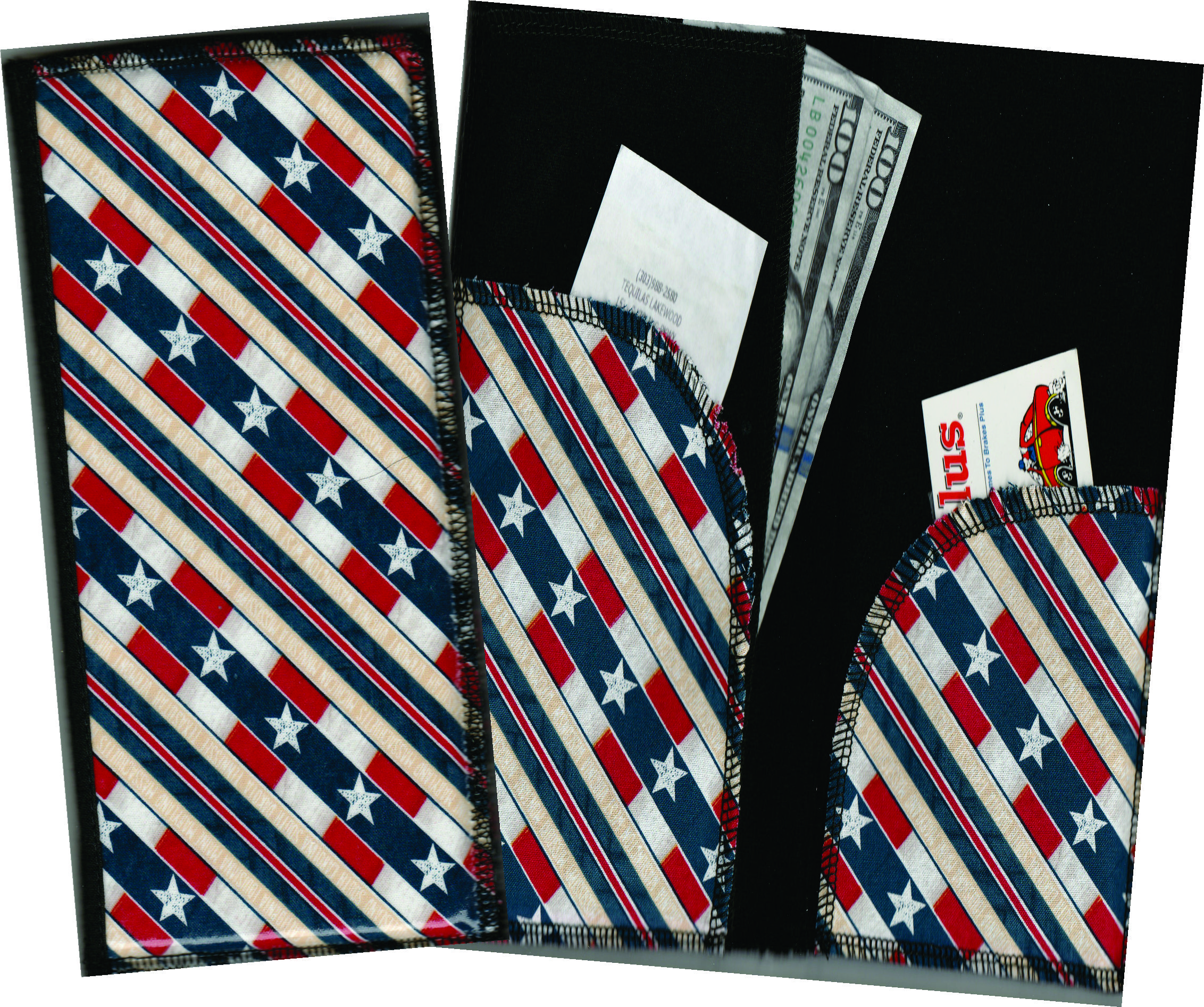 Server Wallet / Book  Red White & Blue Stripes