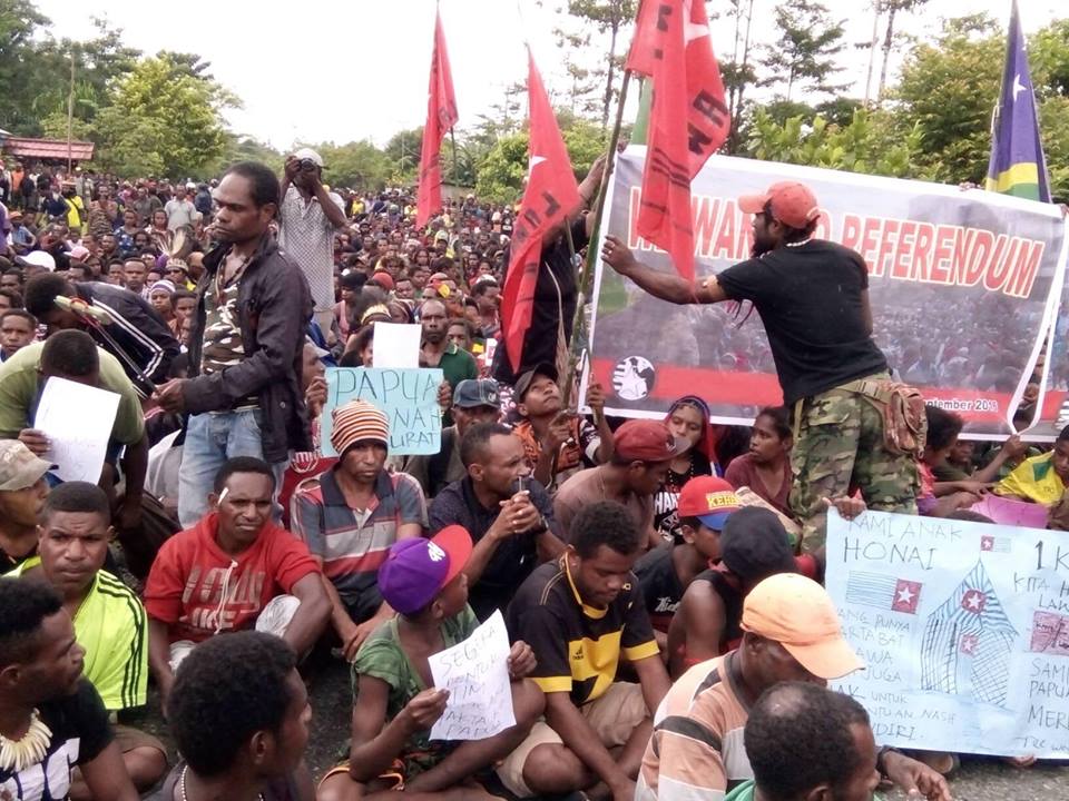 Ribuan Rayat Papua dimediasi KNPB wilayah Yahukimo. (Dok KNPB)